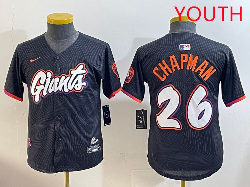 Youth San Francisco Giants #26 Chapman Black Joint Name 2025 Nike MLB Jersey style 1
